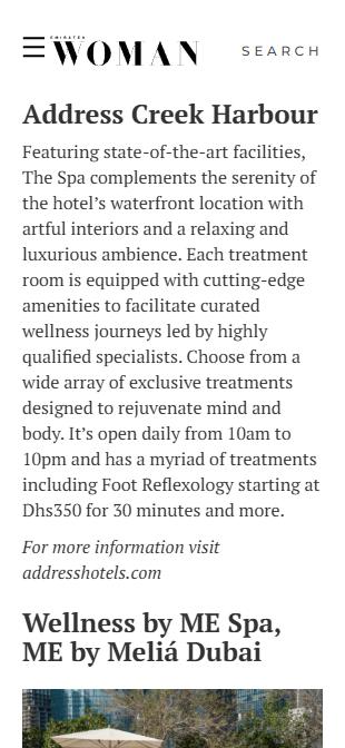 Address Hotels + Resorts press coverage, Emirates Woman