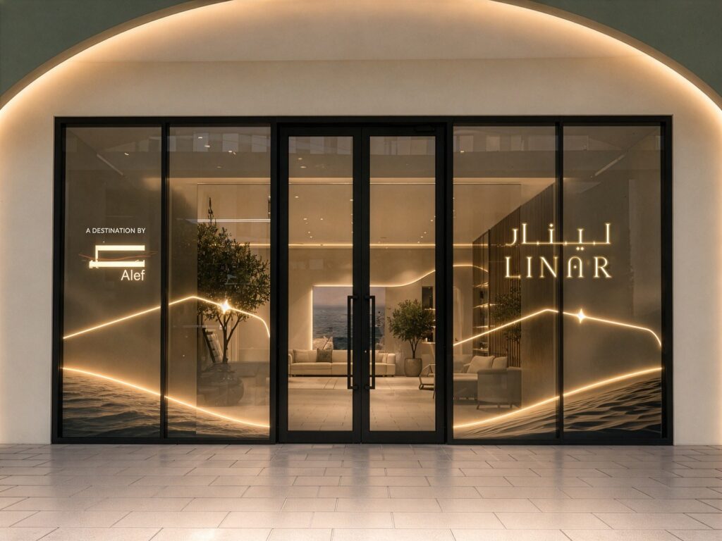 Linar branded sales lounge shopfront