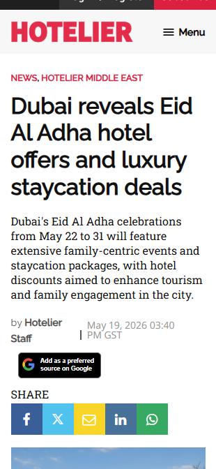 Vida Hotels + Resorts press coverage, Hotelier Middle East